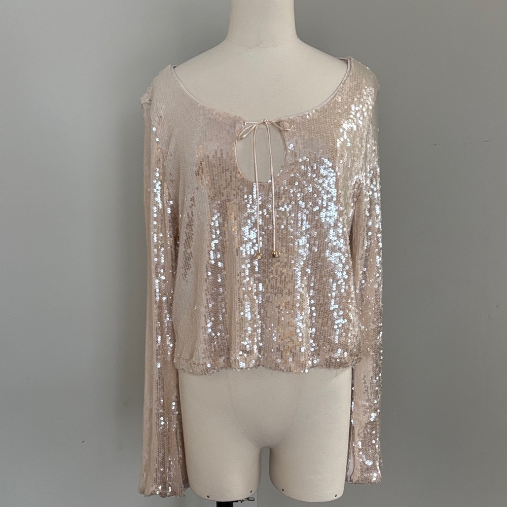 Women's Bell Long Sleeve Sequin Holiday Top SizeXL - Picture 3 of 12